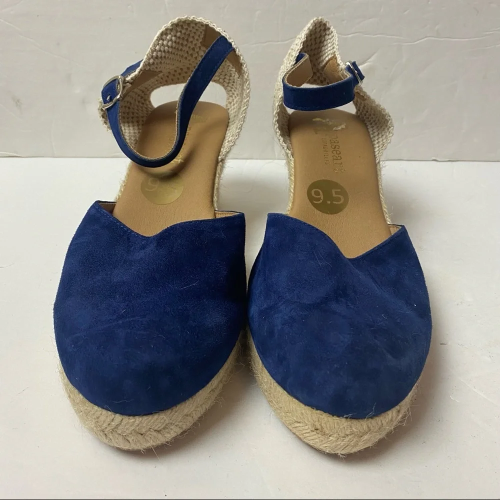 Paseart Espadrilles Sandals Navy Blue Strappy Sandals Suede Size 9.5 41 Spain